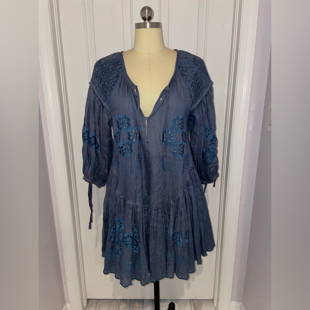 Innika Choo Chambray Blue Embroidered Dress - Picture 5 of 6